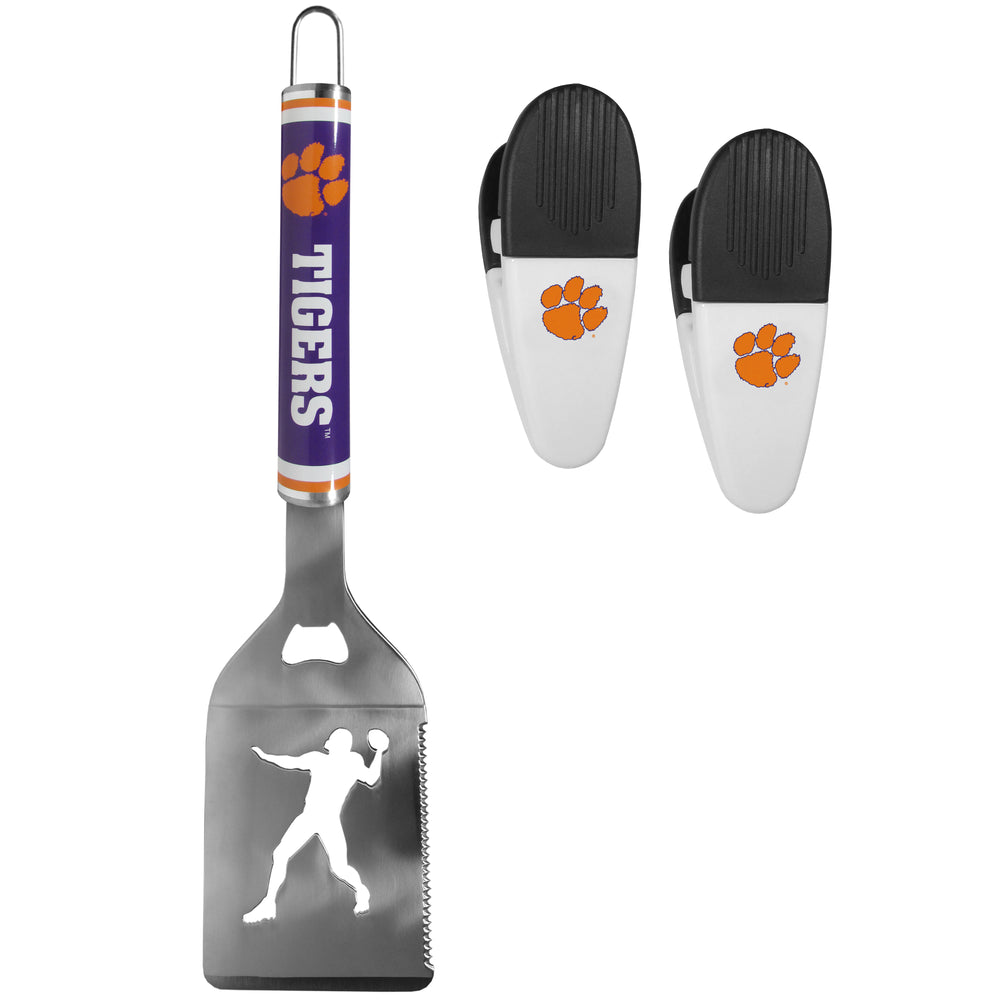 Clemson Tigers Steel Logo Spatula w/Chip Clips - Clemson Tigers
