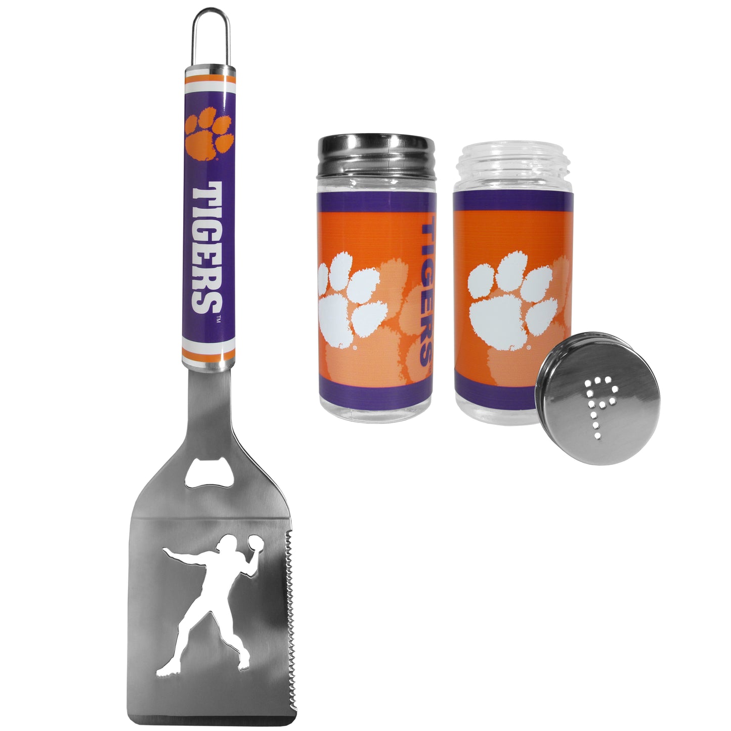 Clemson Tigers Steel Logo Spatula w/Shakers