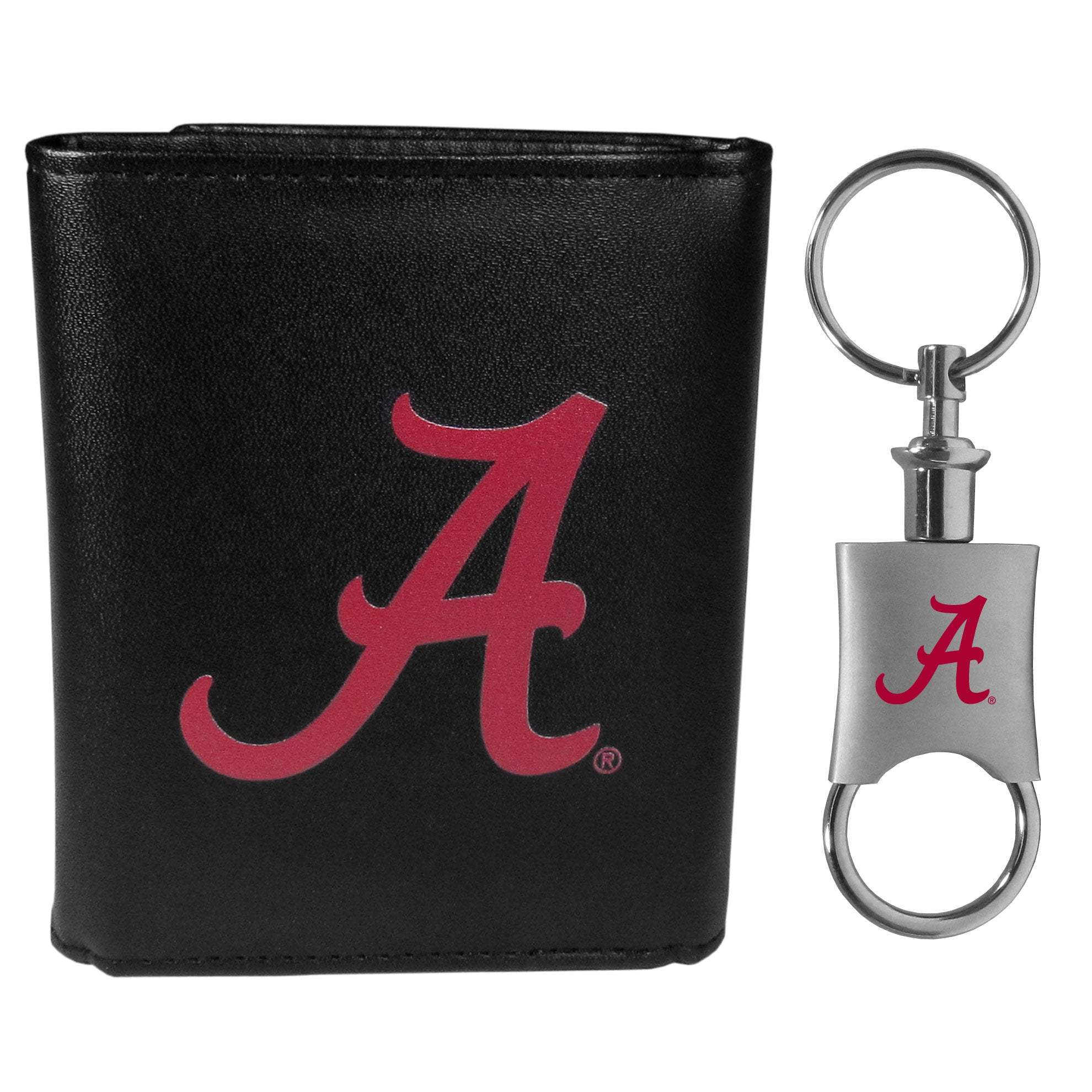 Alabama Crimson Tide Leather Tri-fold Wallet & Valet Key Chain - Alabama Crimson Tide - Flyclothing LLC