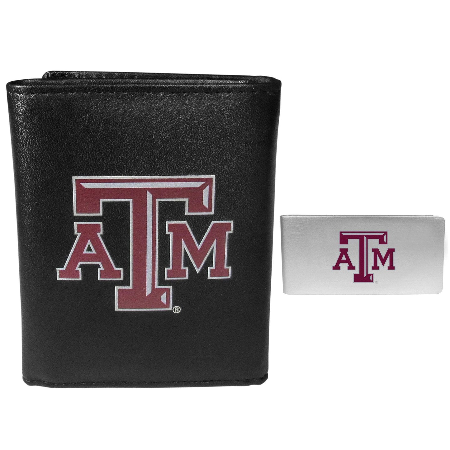 Texas A & M Aggies Leather Tri-fold Wallet & Money Clip - Texas A&M - Flyclothing LLC