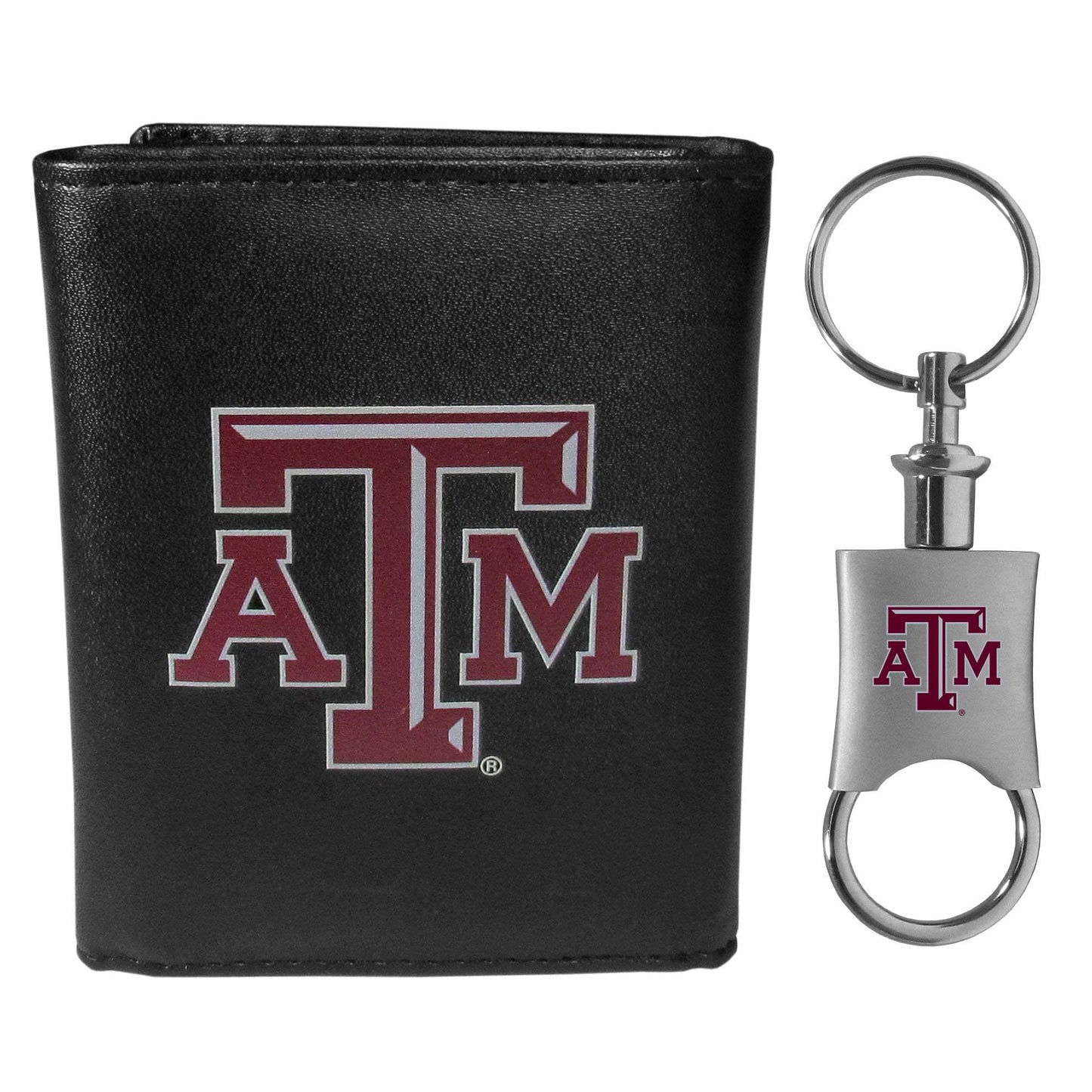 Texas A & M Aggies Leather Tri-fold Wallet & Valet Key Chain - Texas A&M - Flyclothing LLC