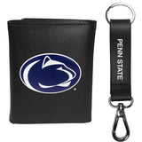 Penn St. Nittany Lions Leather Tri-fold Wallet & Strap Key Chain - Penn St. Nittany Lions