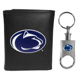 Penn St. Nittany Lions Leather Tri-fold Wallet & Valet Key Chain - Penn St. Nittany Lions