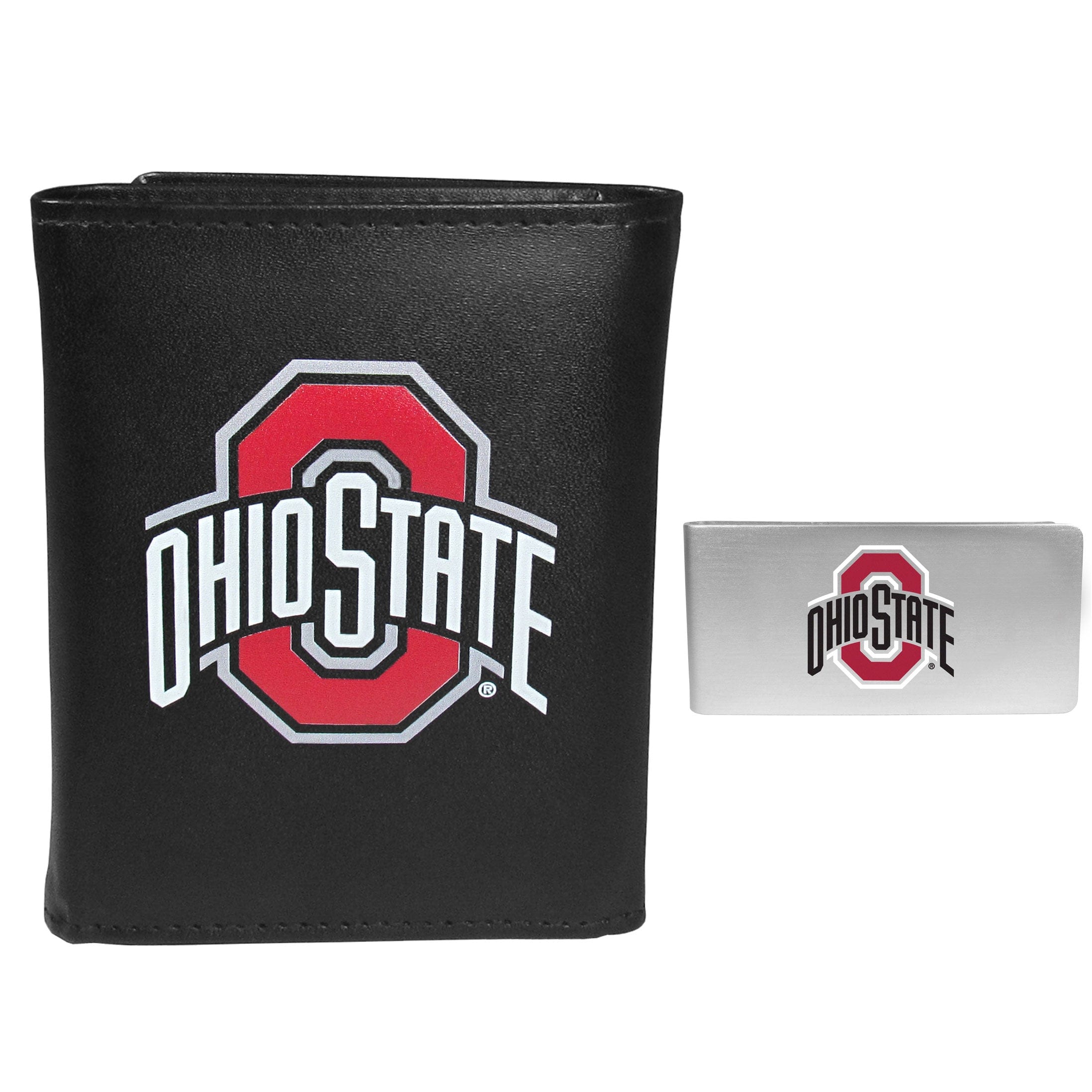 Ohio St. Buckeyes Leather Tri-fold Wallet & Money Clip - Ohio St. Buckeyes