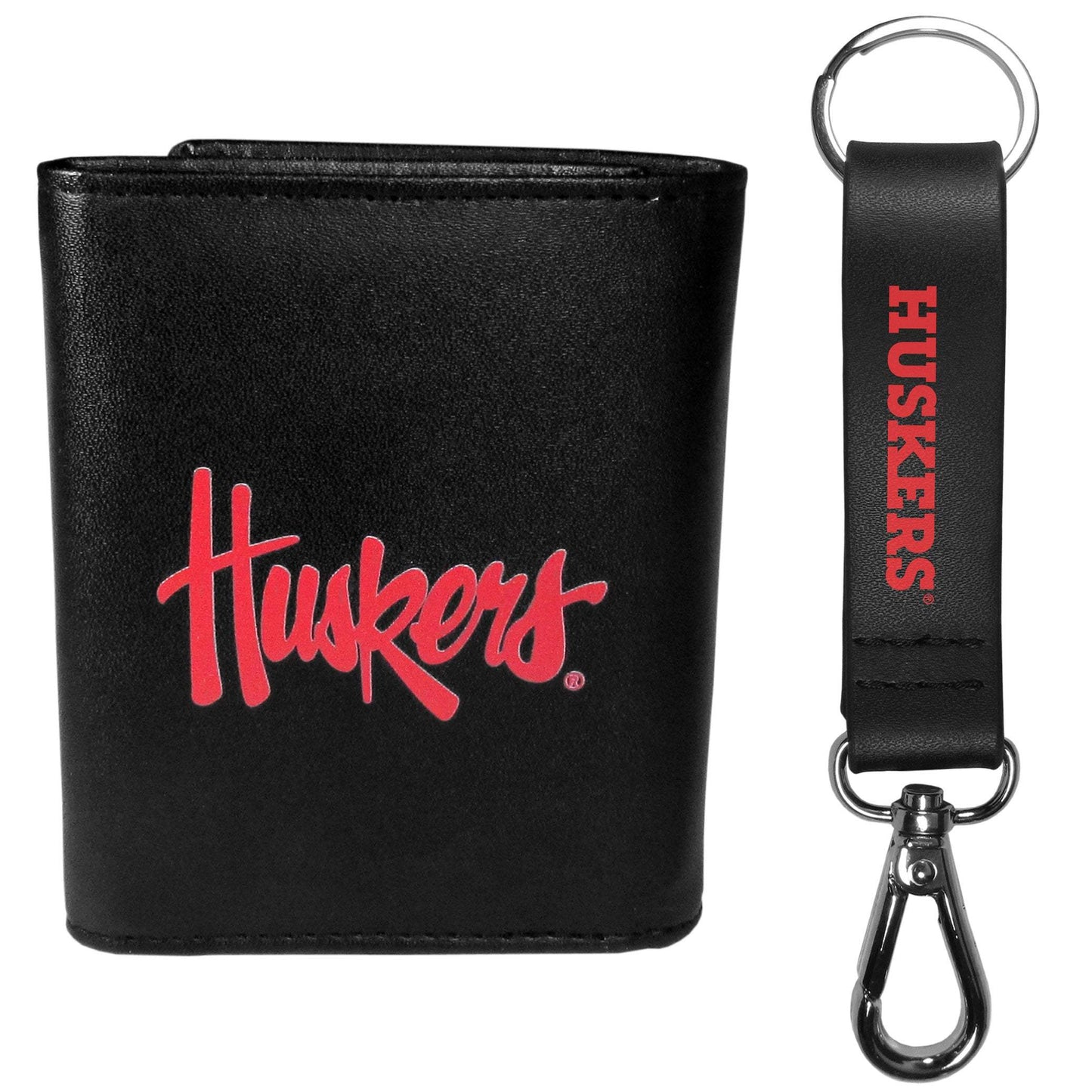 Nebraska Cornhuskers Leather Tri-fold Wallet & Strap Key Chain - Nebraska Cornhuskers - Flyclothing LLC