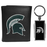 Michigan St. Spartans Leather Tri-fold Wallet & Multitool Key Chain - Michigan St. Spartans