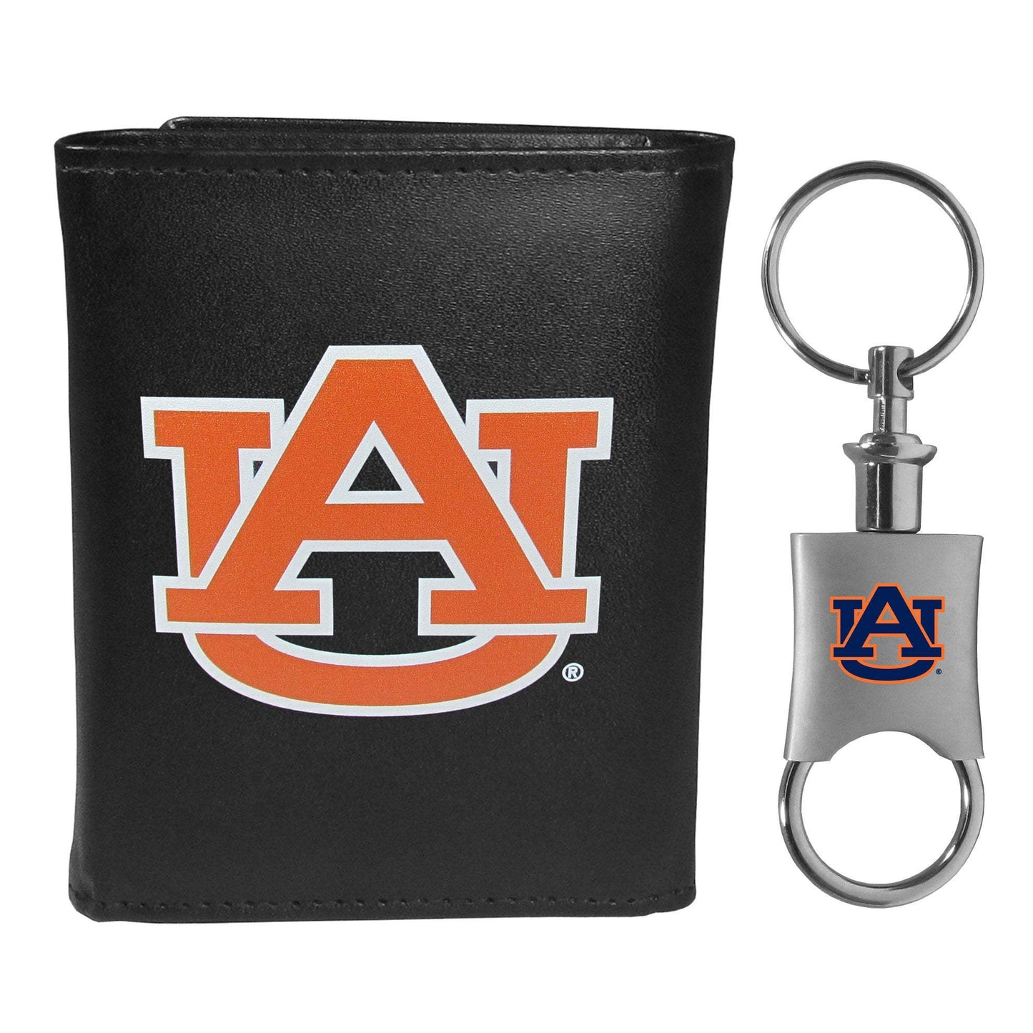 Auburn Tigers Leather Tri-fold Wallet & Valet Key Chain - Auburn Tigers - Flyclothing LLC