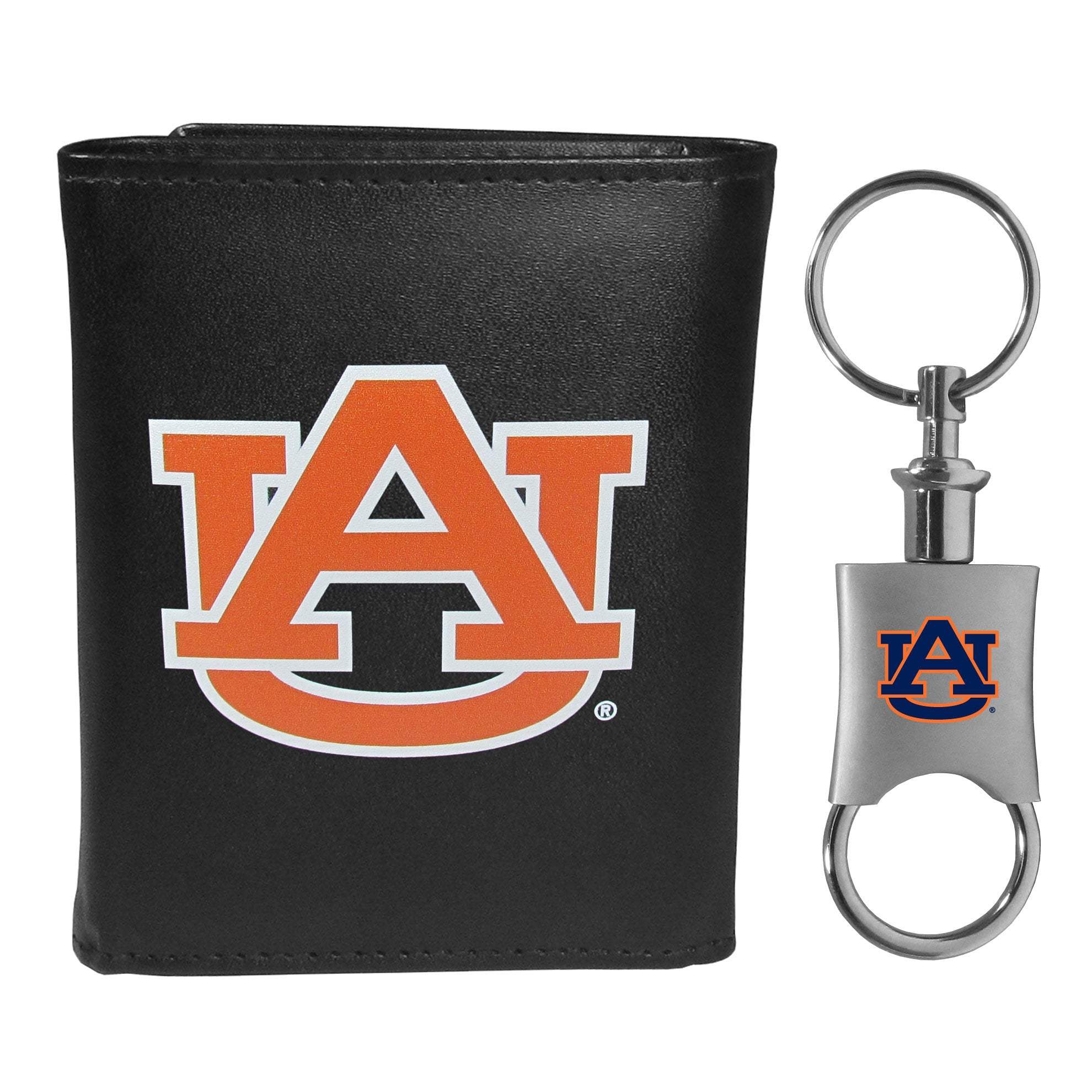 Auburn Tigers Leather Tri-fold Wallet & Valet Key Chain - Auburn Tigers - Flyclothing LLC