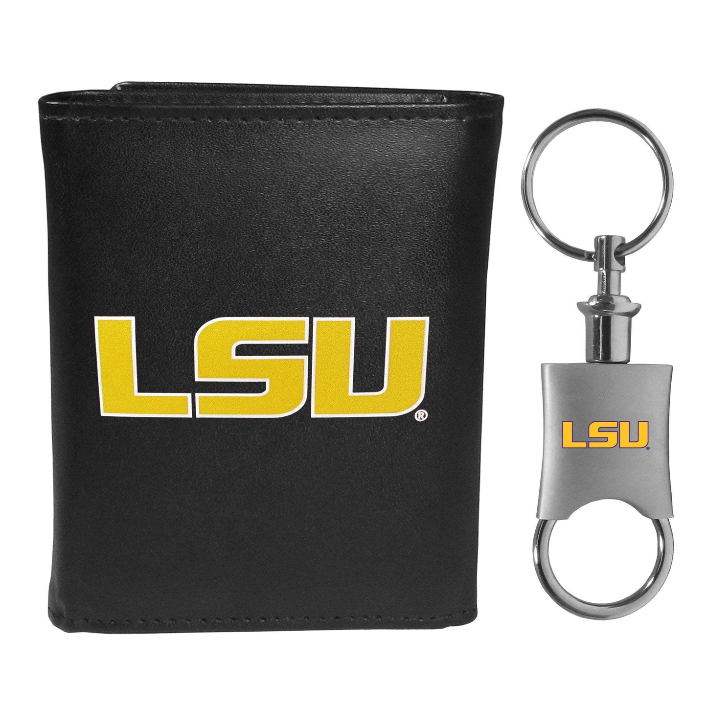 LSU Tigers Leather Tri-fold Wallet & Valet Key Chain - LSU Tigers - Flyclothing LLC