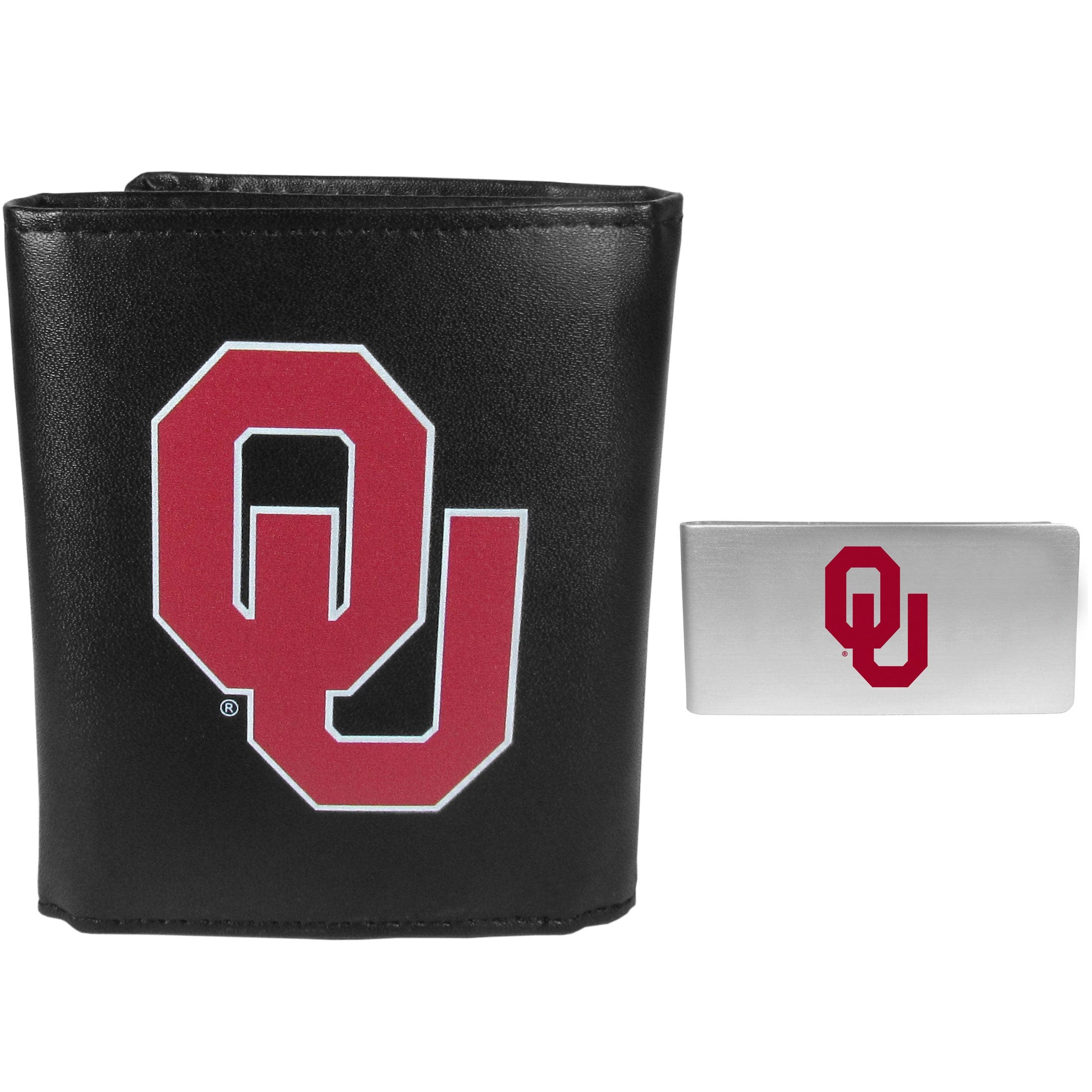 Oklahoma Sooners Leather Tri-fold Wallet & Money Clip - Oklahoma Sooners