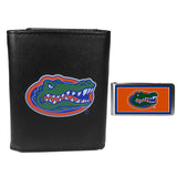 Florida Gators Leather Tri-fold Wallet & Color Money Clip - Florida Gators