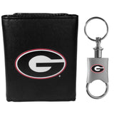 Georgia Bulldogs Leather Tri-fold Wallet & Valet Key Chain - Georgia Bulldogs