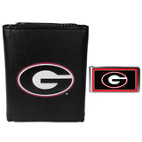 Georgia Bulldogs Leather Tri-fold Wallet & Color Money Clip - Georgia Bulldogs