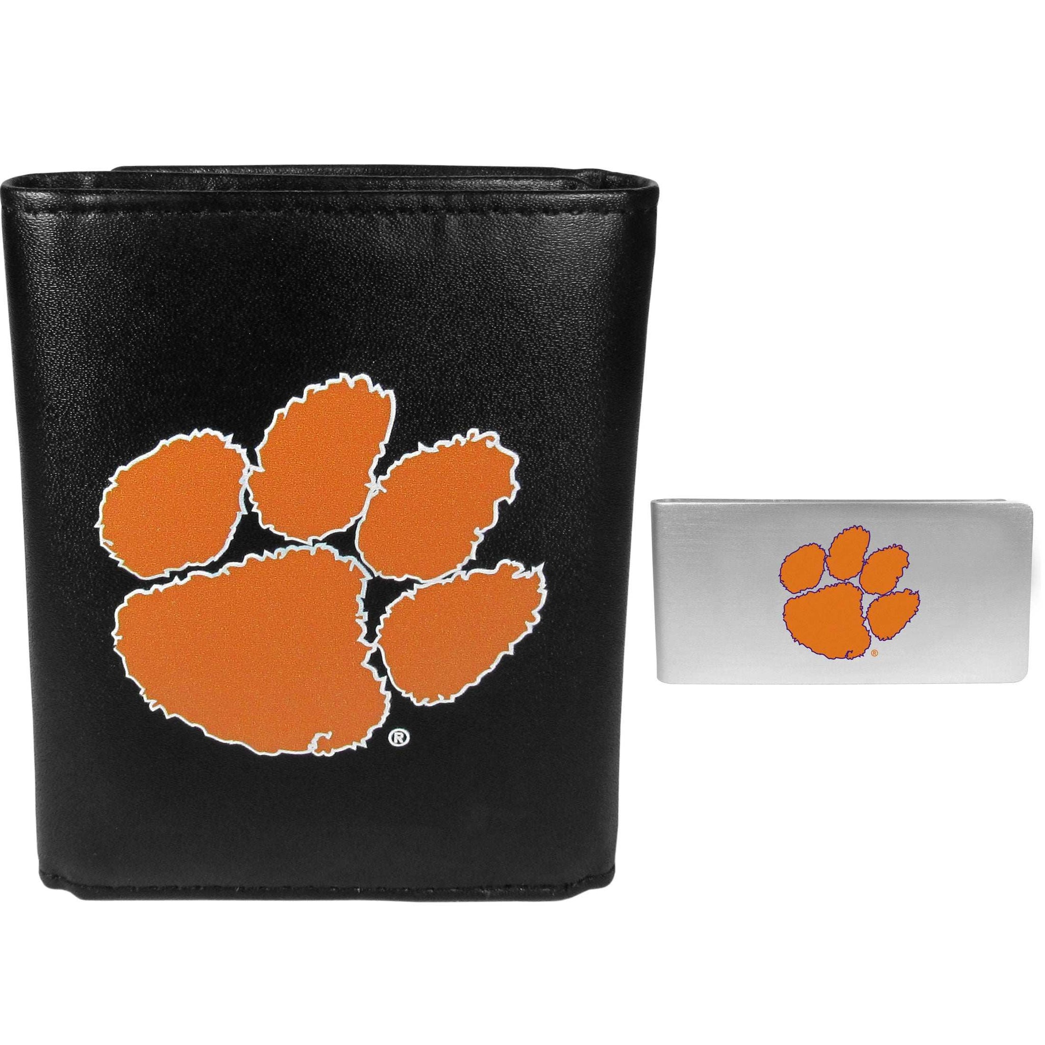 Clemson Tigers Leather Tri-fold Wallet & Money Clip - Clemson Tigers - Flyclothing LLC