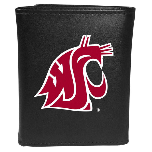 Washington St. Cougars Leather Tri-fold Wallet Large Logo - Washington St. Cougars - Flyclothing LLC