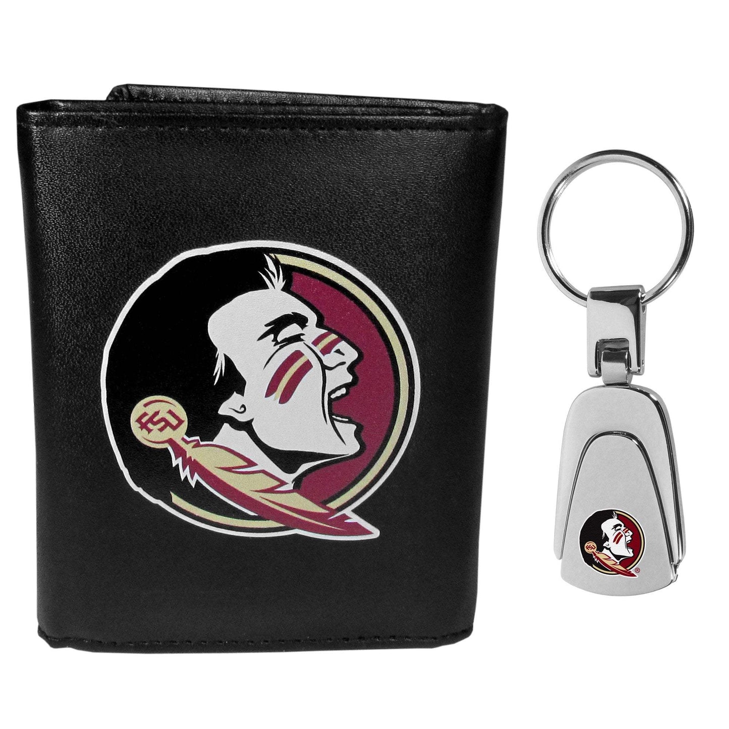 Florida St. Seminoles Leather Tri-fold Wallet & Steel Key Chain - Florida St. Seminoles - Flyclothing LLC