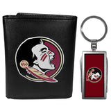 Florida St. Seminoles Leather Tri-fold Wallet & Multitool Key Chain, Black - Florida St. Seminoles