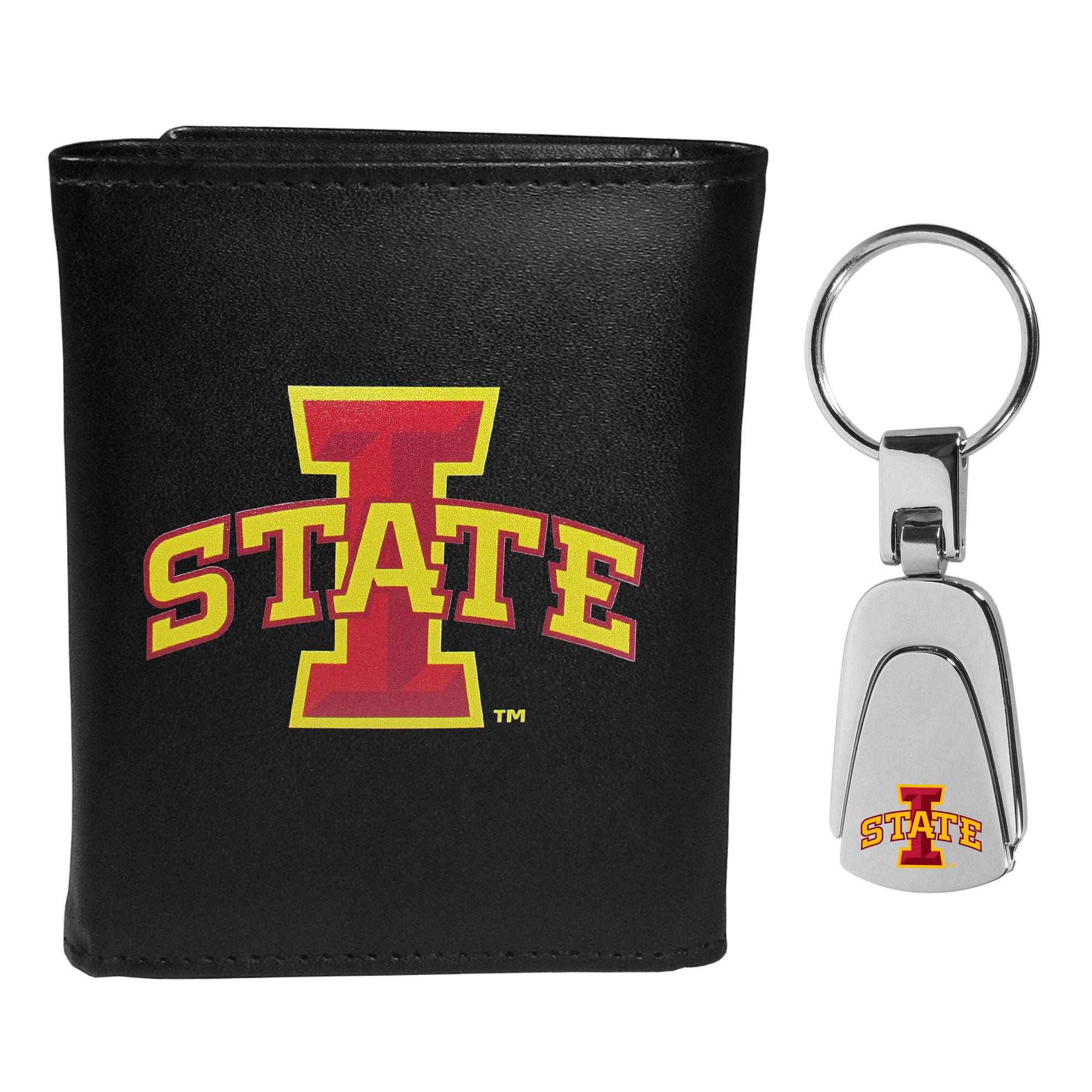 Iowa St. Cyclones Leather Tri-fold Wallet & Steel Key Chain - Iowa St. Cyclones - Flyclothing LLC