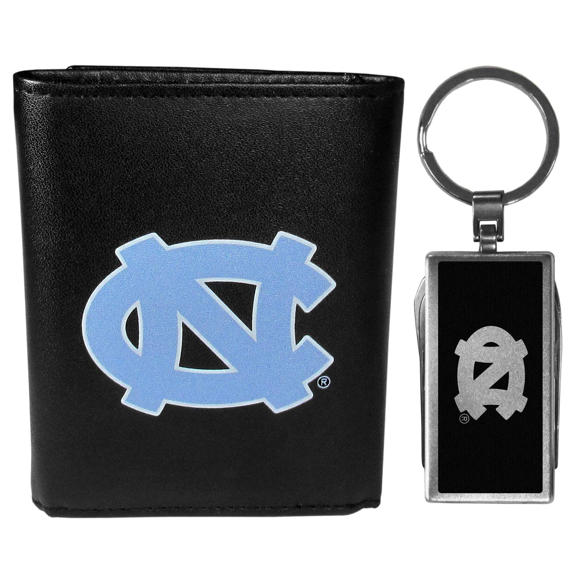 N. Carolina Tar Heels Leather Tri-fold Wallet & Multitool Key Chain - N. Carolina Tar Heels - Flyclothing LLC