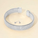 Wide Metal Ribbed Choker Necklace - Madeline Love - Flyclothing LLC
