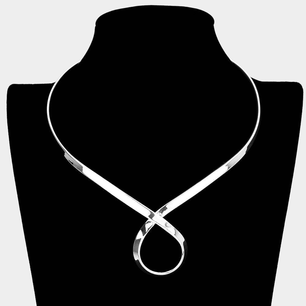 Swirl Metal Choker Necklace - Madeline Love - Flyclothing LLC