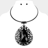 Teardrop Centered Bubble Stone Cluster Choker Evening Necklace - Madeline Love - Flyclothing LLC