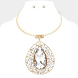 Teardrop Centered Bubble Stone Cluster Choker Evening Necklace - Madeline Love - Flyclothing LLC
