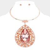 Teardrop Centered Bubble Stone Cluster Choker Evening Necklace - Madeline Love - Flyclothing LLC