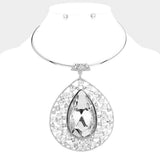 Teardrop Centered Bubble Stone Cluster Choker Evening Necklace - Madeline Love - Flyclothing LLC