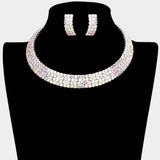 4-Row crystal Rhinestone Banded Open Choker Necklace - Madeline Love - Flyclothing LLC