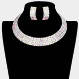 5Rows Crystal Rhinestone Choker Cuff Necklace - Madeline Love - Flyclothing LLC