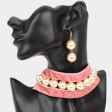 Pearl Beaded Velvet Choker Necklace - Madeline Love - Flyclothing LLC