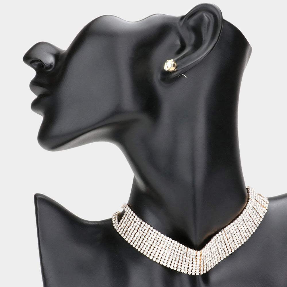 Rhinestone Pave Choker Necklace - Madeline Love - Flyclothing LLC
