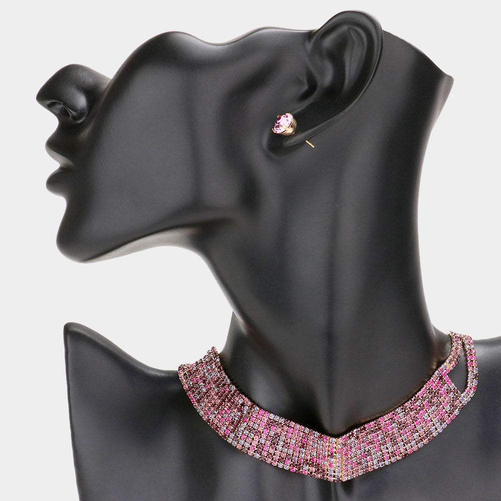 Rhinestone Pave Choker Necklace - Madeline Love - Flyclothing LLC