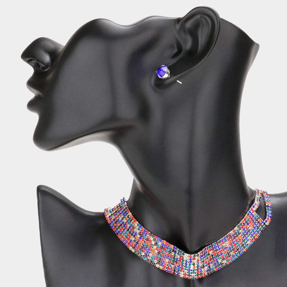 Rhinestone Pave Choker Necklace - Madeline Love - Flyclothing LLC