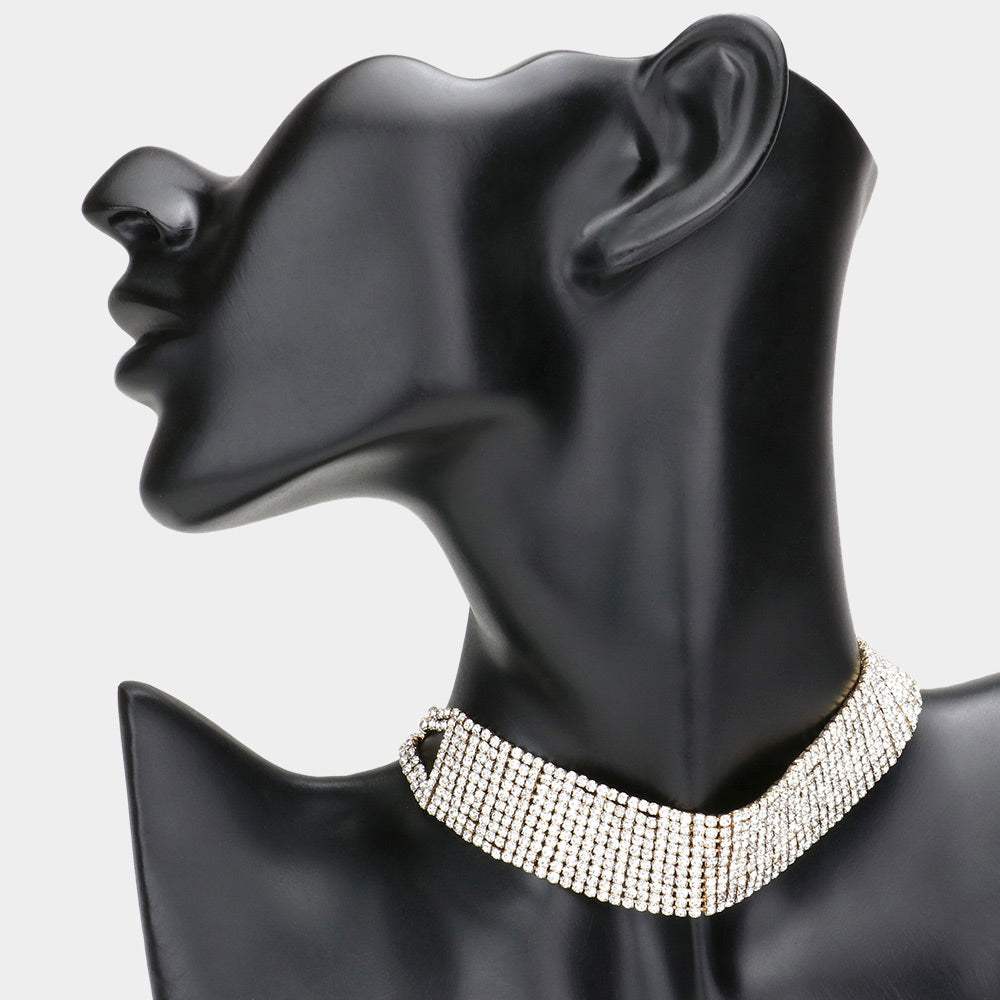 Embellished Rhinestone Choker Necklace - Madeline Love - Flyclothing LLC