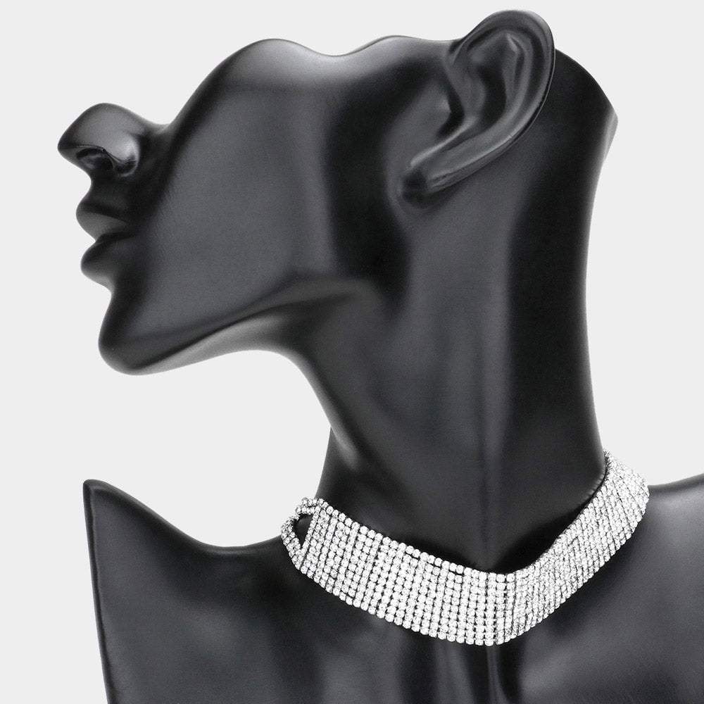 Embellished Rhinestone Choker Necklace - Madeline Love - Flyclothing LLC