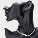 Round Rhinestone Pave Evening Choker Necklace - Madeline Love - Flyclothing LLC