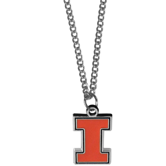 Illinois Fighting Illini Chain Necklace with Small Charm - Illinois Fighting Illini - Flyclothing LLC