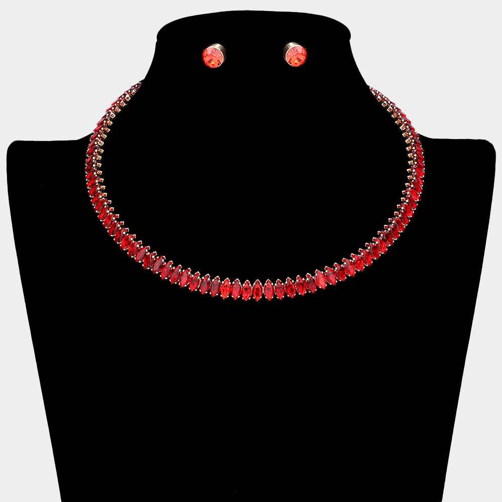 Marquise Stone Cluster Evening Choker Necklace - Madeline Love - Flyclothing LLC