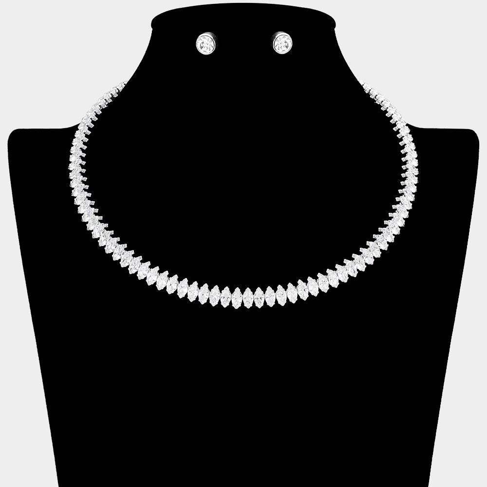 Marquise Stone Cluster Evening Choker Necklace - Madeline Love - Flyclothing LLC