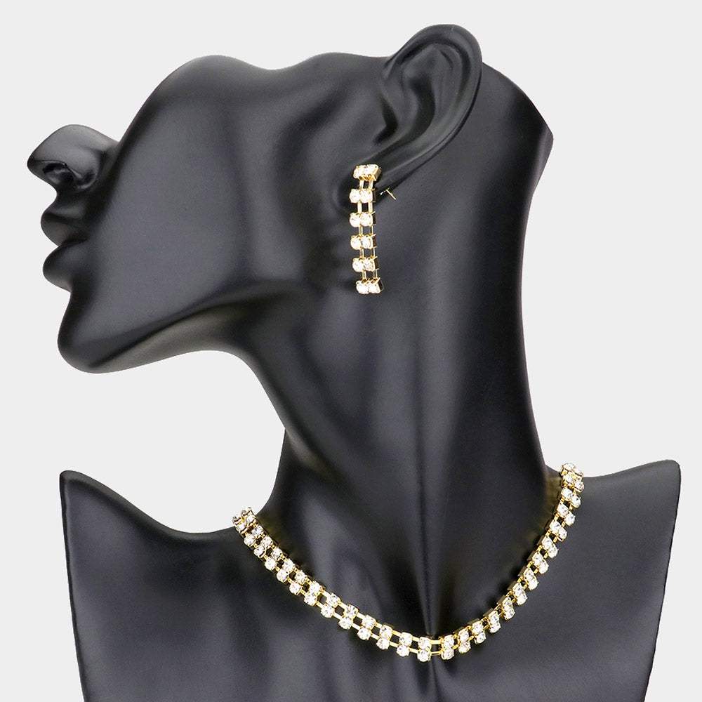 2-Row rhinestone choker necklace - Madeline Love - Flyclothing LLC
