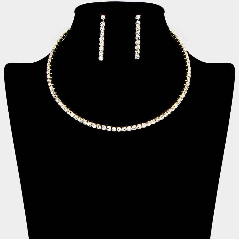 Rhinestone Evening Choker Necklace - Madeline Love - Flyclothing LLC