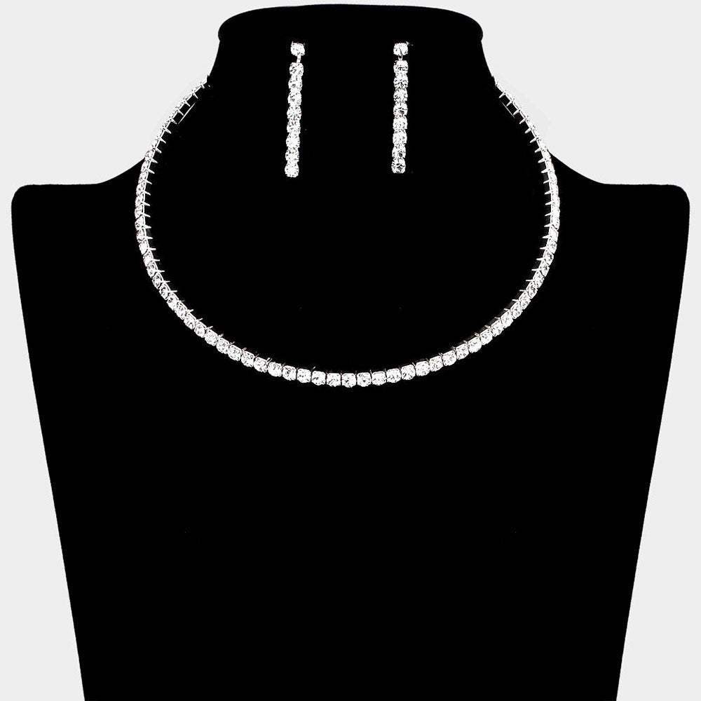 Rhinestone Evening Choker Necklace - Madeline Love - Flyclothing LLC