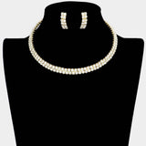 2-Row crystal Rhinestone Banded Open Choker Necklace - Madeline Love - Flyclothing LLC