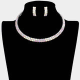 2-Row crystal Rhinestone Banded Open Choker Necklace - Madeline Love - Flyclothing LLC