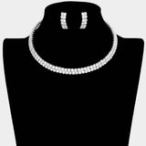2-Row crystal Rhinestone Banded Open Choker Necklace - Madeline Love - Flyclothing LLC