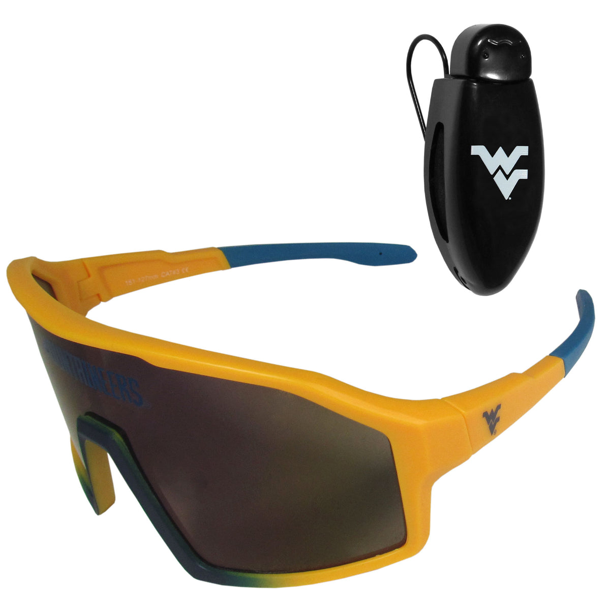 W. Virginia Mountaineers Shield Sunglasses with Visor Clip