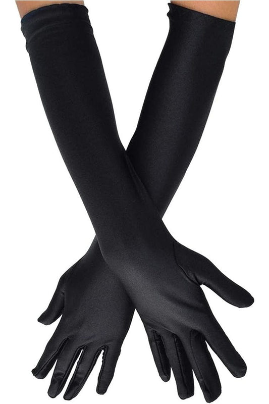 Daisy Corsets Black Satin Gloves - Long - Daisy Corsets