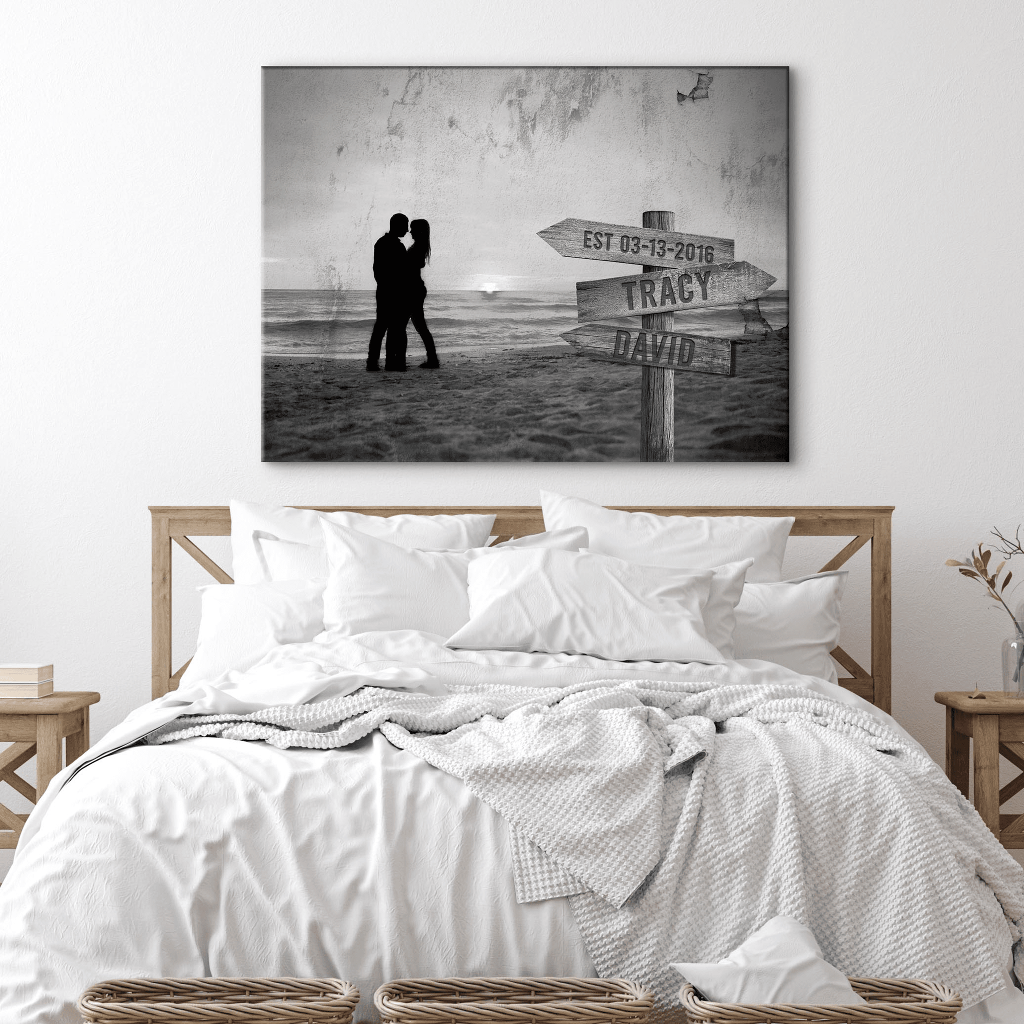 Monochrome Sunset Couple Sign - Tailored Canvases - Flyclothing LLC